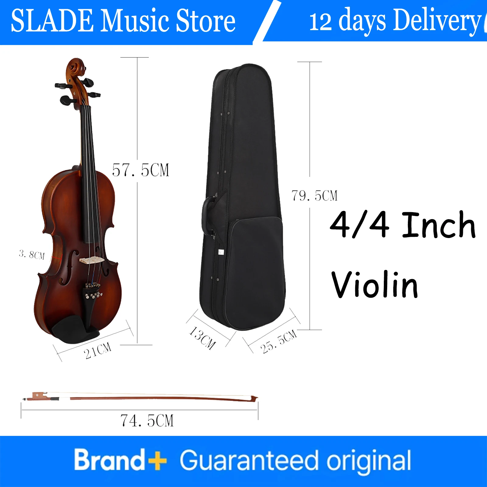 

4/4 Full Size Violin Basswood Panel Acoustic Violin Fiddle With Case Bow Pro Strings Instrument Accessories Set