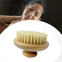 Sisal Bristles Round Bath Shower Body Exfoliating Brush Natural Beech Wood Handle Dead Skin Remover Back Scrubber Massage Tool