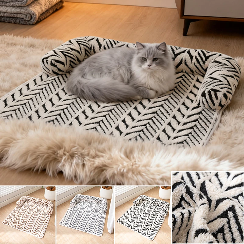 

Luxury Plush Pet Sofa Bed Winter Warm Sleeping Mat Machine Washable Easy Cear with Non-Slip Bottom for Dogs Cats Home Kennel Pad