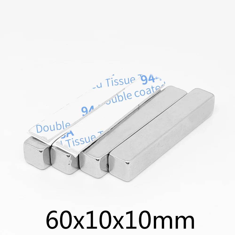 60x10x10mm Thick Sheet Powerful Strong Magnets With Tape 60*10*10 Block Magnet For DIY, Building, Scientific, Craft  60x10x10