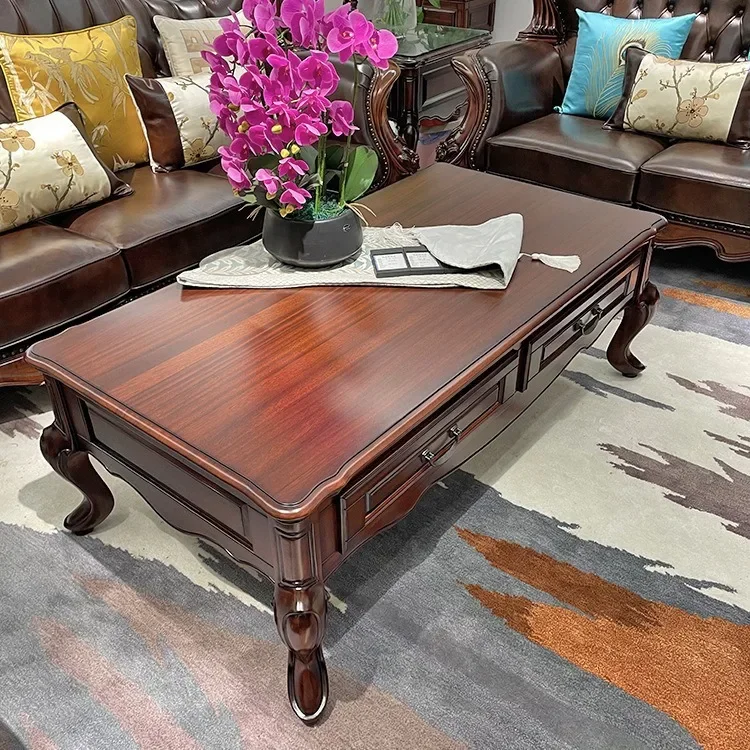 American black walnut coffee table all solid wood small apartment neoclassical simple living room rectangular multi-drawer