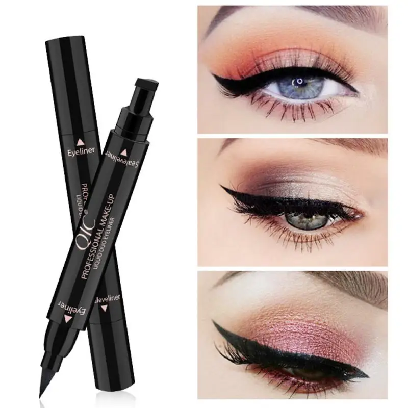 In1 Winged Stamp Liquid Eyeliner Pencil Eyes Makeup Waterproof Fast Lasting Cosmetics Black Stamps Seal Eyeliner Pen TSLM1