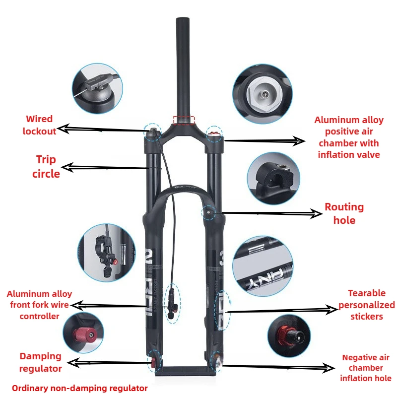 BOLANY Dual Air MTB Suspension Fork 26/27.5/29 Inch Remote/Shoulder Control Lockout Damping Adjustment Magnesium Alloy Fork Legs