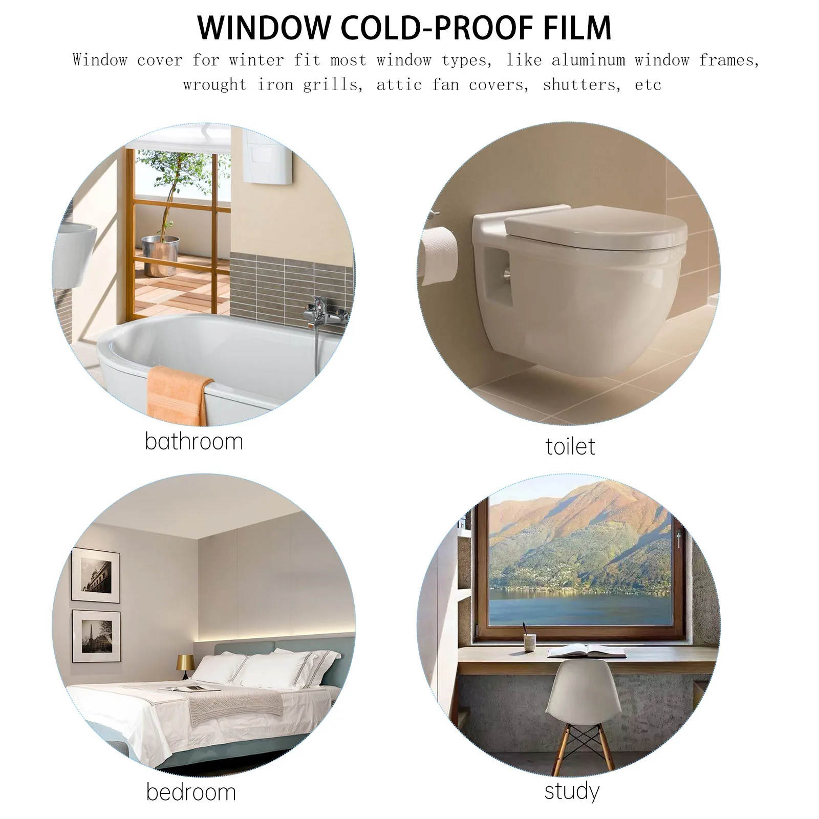 

Windproof Thermal Film Insulation Kit For Winter Indoor Window Seal Shrink Wrap For Aluminum Frames Shutters Attic Fan Covers