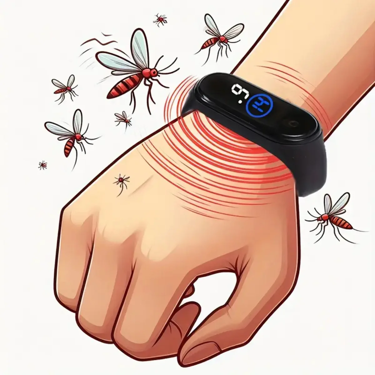Multi-Function Anti Mosquito Electronic Watch, LED Digital Sport Repellent, Insect Repeller Alarm, USB Rechargeable