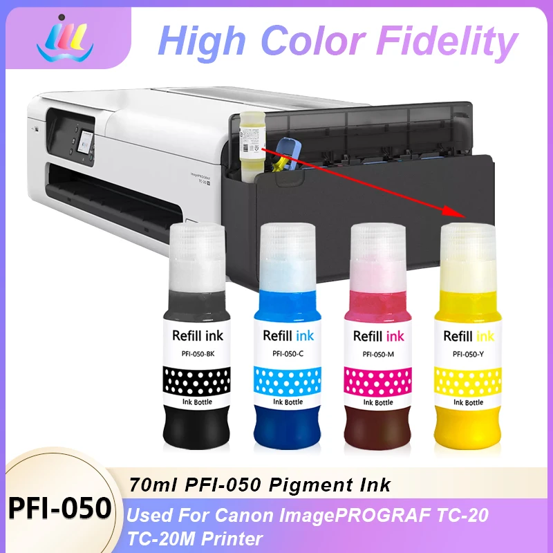 One Set PFI-050 PFI050 Premium Color Compatible Bottle Water Based Refill Pigment Ink for Canon ImagePROGRAF TC-20/21 TC-20/21M