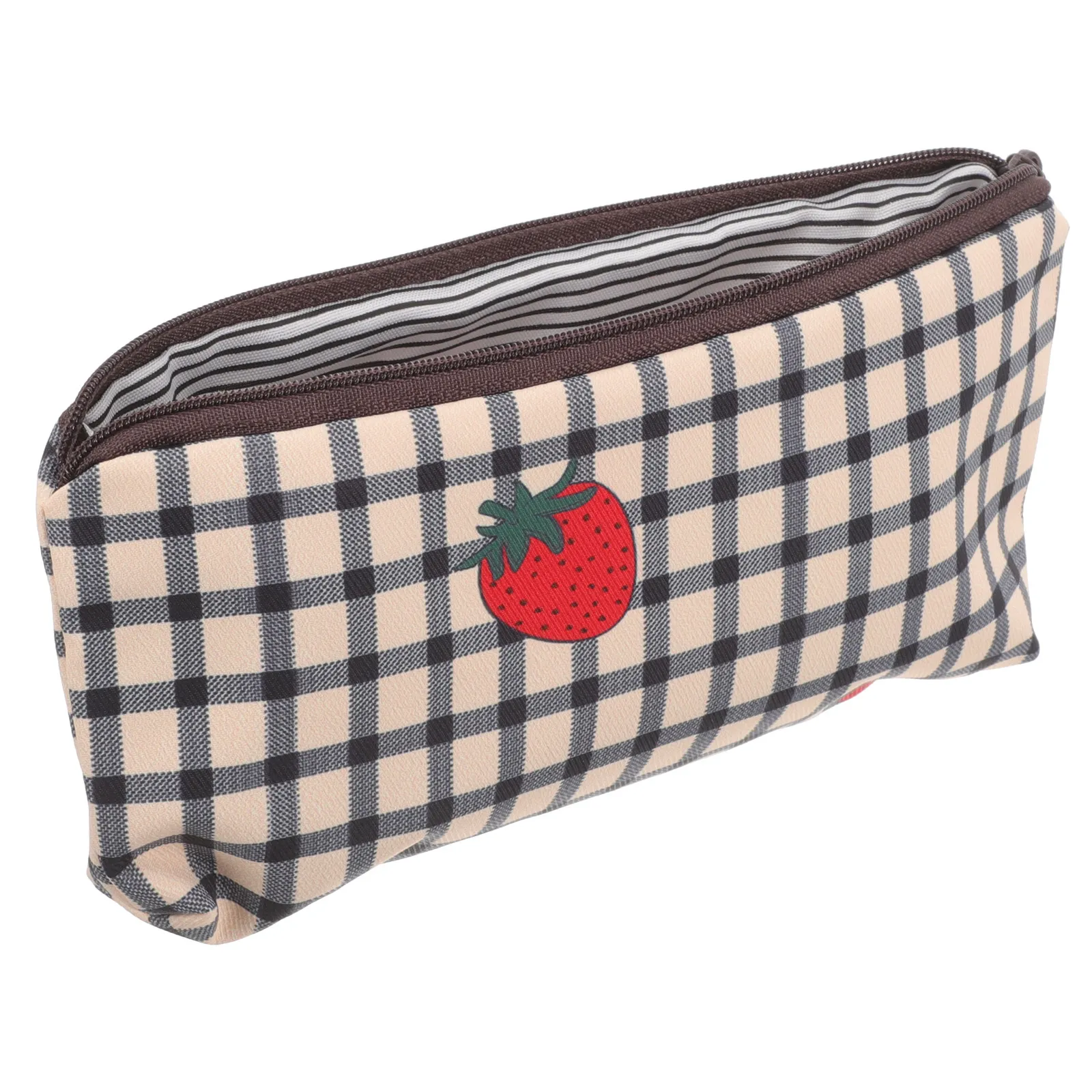 

Сумка большой вместимости с клубничным узором, милый пенал, портативная сумка для кистей для макияжа, органайзер для хранения в школе и офисе, пенал для карандашей