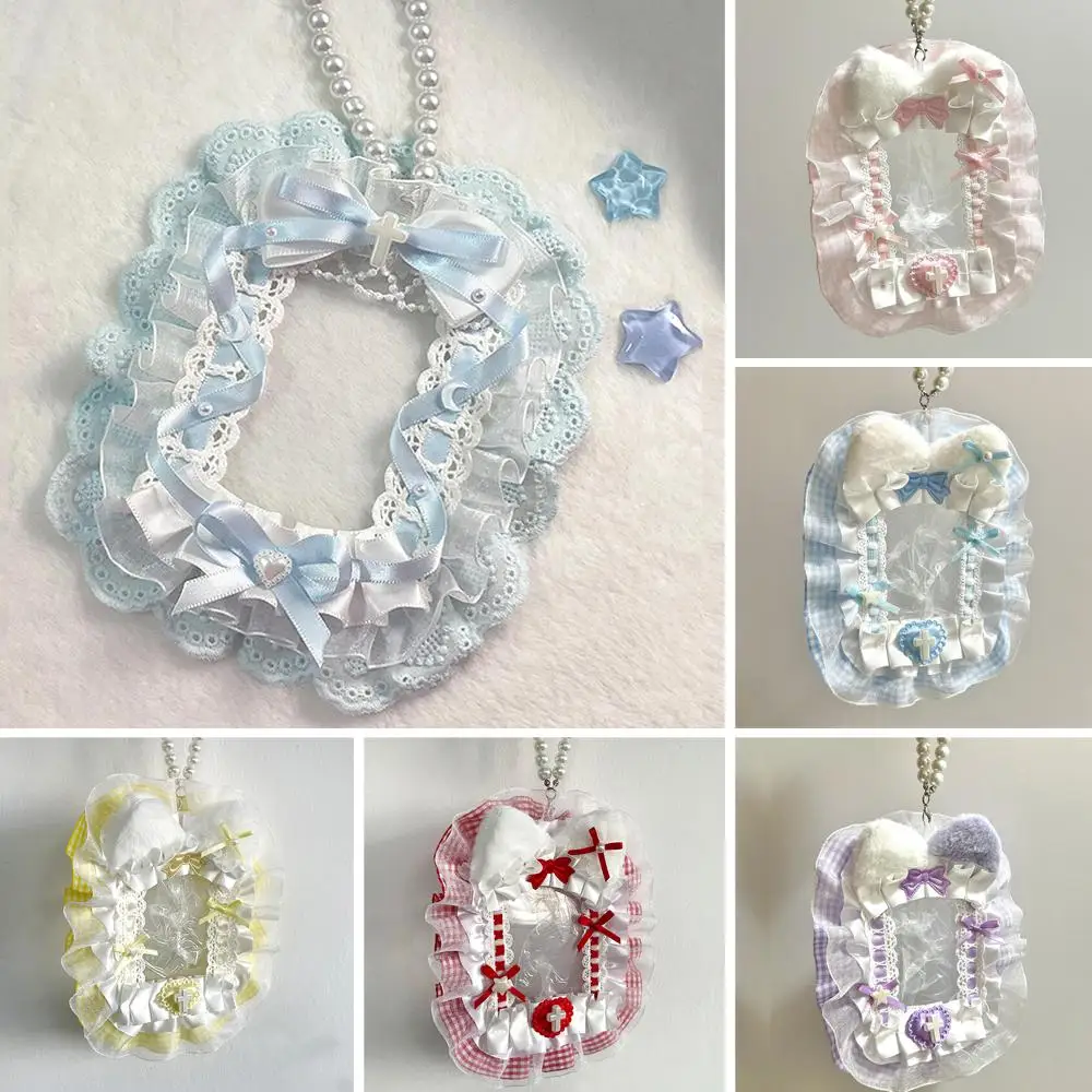 DIY Lace Poker Card Holder Photocard Case Lolita Sweet Photocard Case Anime Idol Display Photo Pendant Card Holder Protector