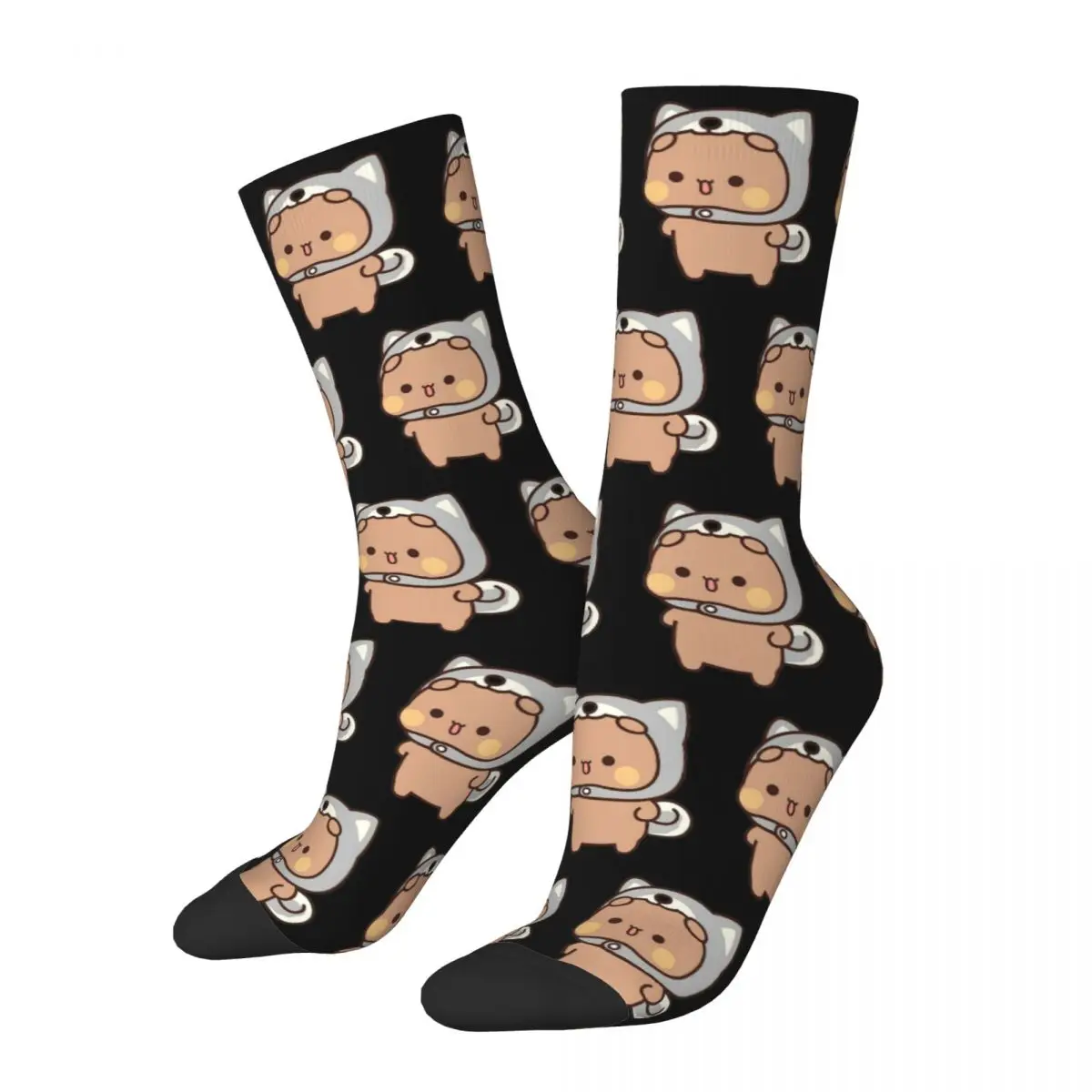 Casual Bubu Bear Shiba Inu Costume Basketball Socks Bubu and Dudu Polyester Long Socks for Women Men Non-slip