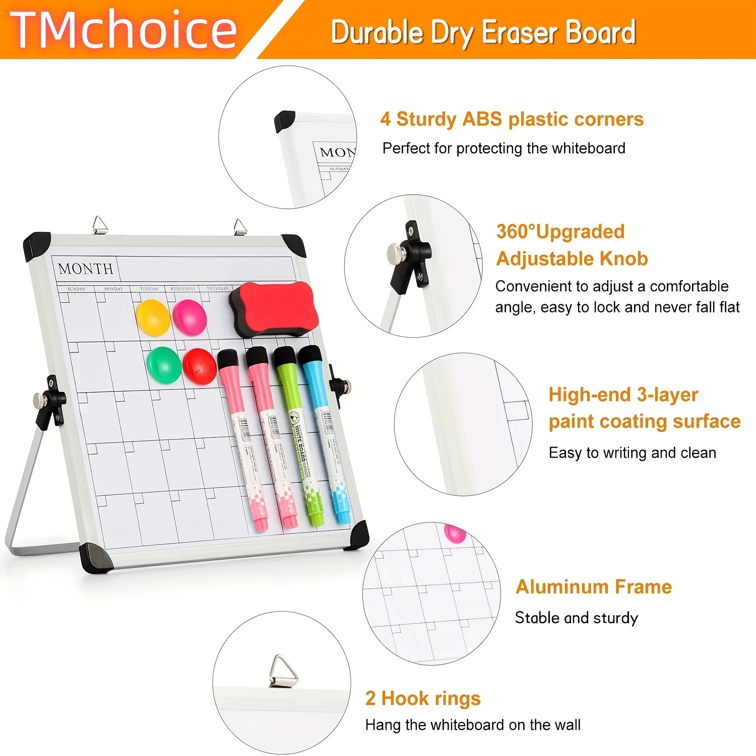 سبورة بيضاء مغناطيسية قابلة للمسح الجاف حامل قابل للعكس/تعليق التقويم طباعة مزدوجة الجانب مذكرة سحابة ضباب مكتب المدرسة 10*10/12*16in الحجم