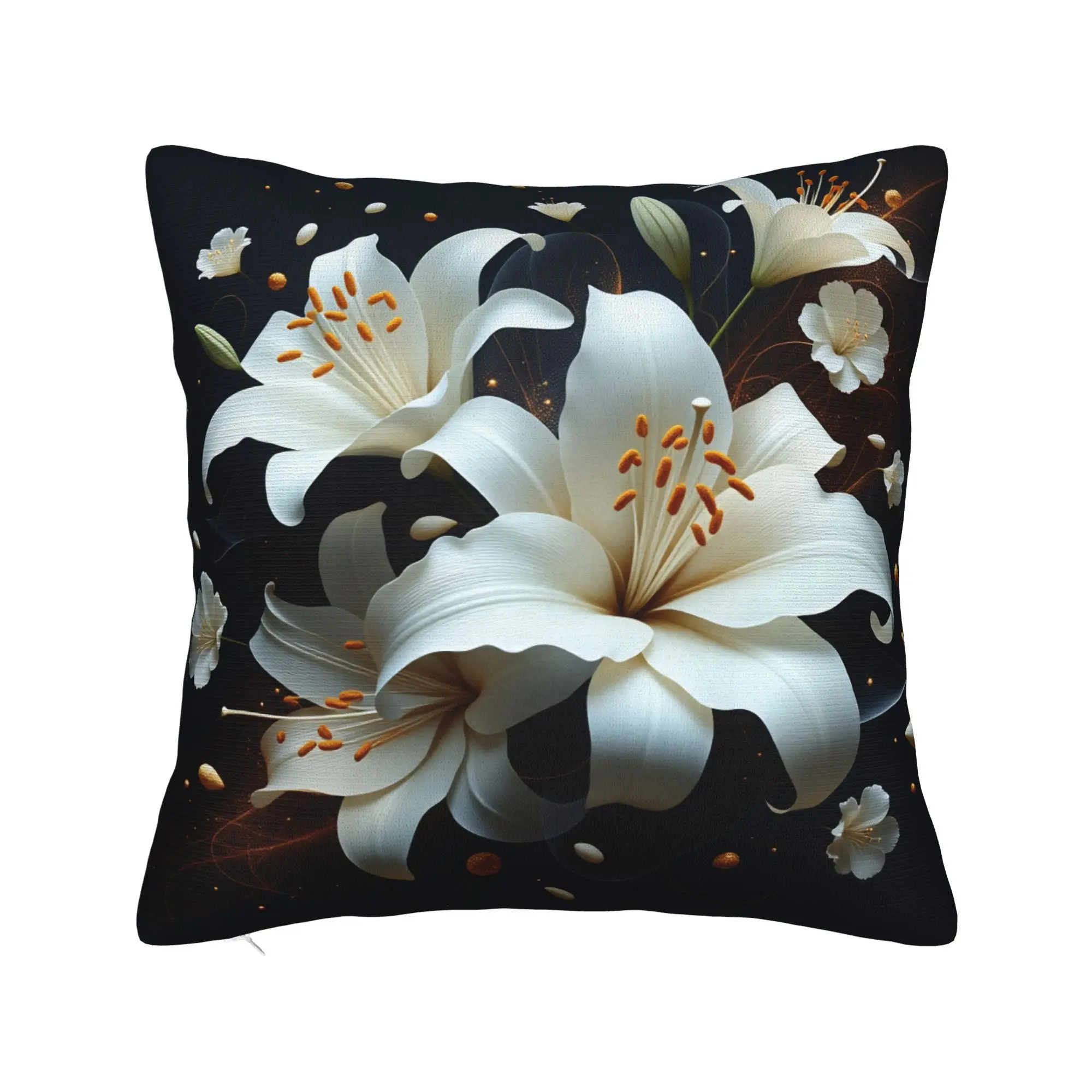 Pillow Cover Black White Gold Flower  Cute Funny Pillow Case For Chair Sofa Home Decor Pillowcases
