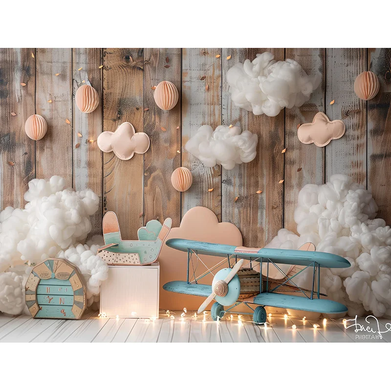 Toy Room Unicorn Balloons Door Photography Backdrops Lighthouse Cloud Moon Baby Birthday Party Photo Studio Background ET-04