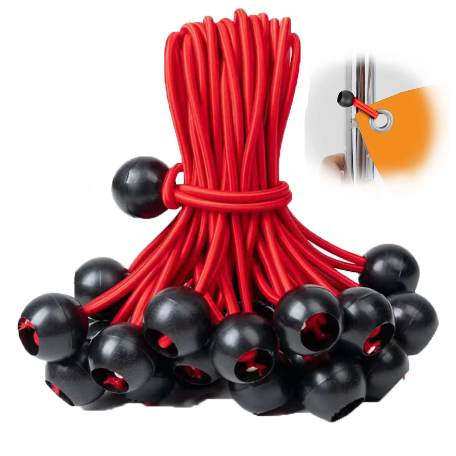 YANBIGUO 50 Stück Bungee-Bälle, schwarze Kordel für Überdachungsplane, UV-beständig, mit elastischem Schnurüberdachung, Gurten, Zelt, Stangen und Drähte – Detail 11