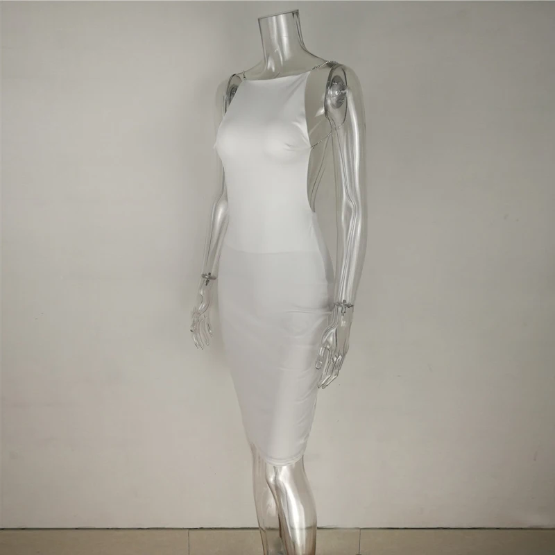 Witte sexy feestjurk dames nachtclubjurk backless mini-jurk spaghetti bodycon-jurk