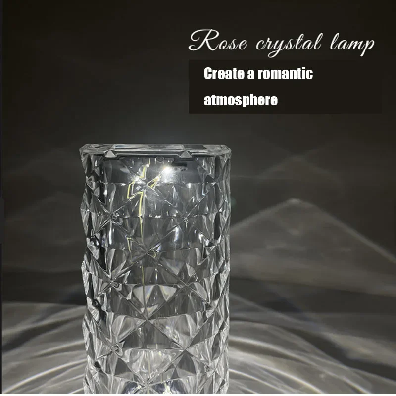 Lámpara de mesa de cristal recargable por USB, luz nocturna de Ambiente, decoración creativa, sala de estar, dormitorio, cabecera, lujo moderno