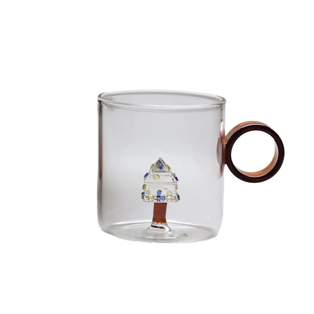 ثلاثية الأبعاد شجرة عيد الميلاد كوب زجاجي شفافة درينكوير شكل فريد كوب ماء التصميم الإبداعي كوب احتفالي نمط أدوات المائدة المنزلية