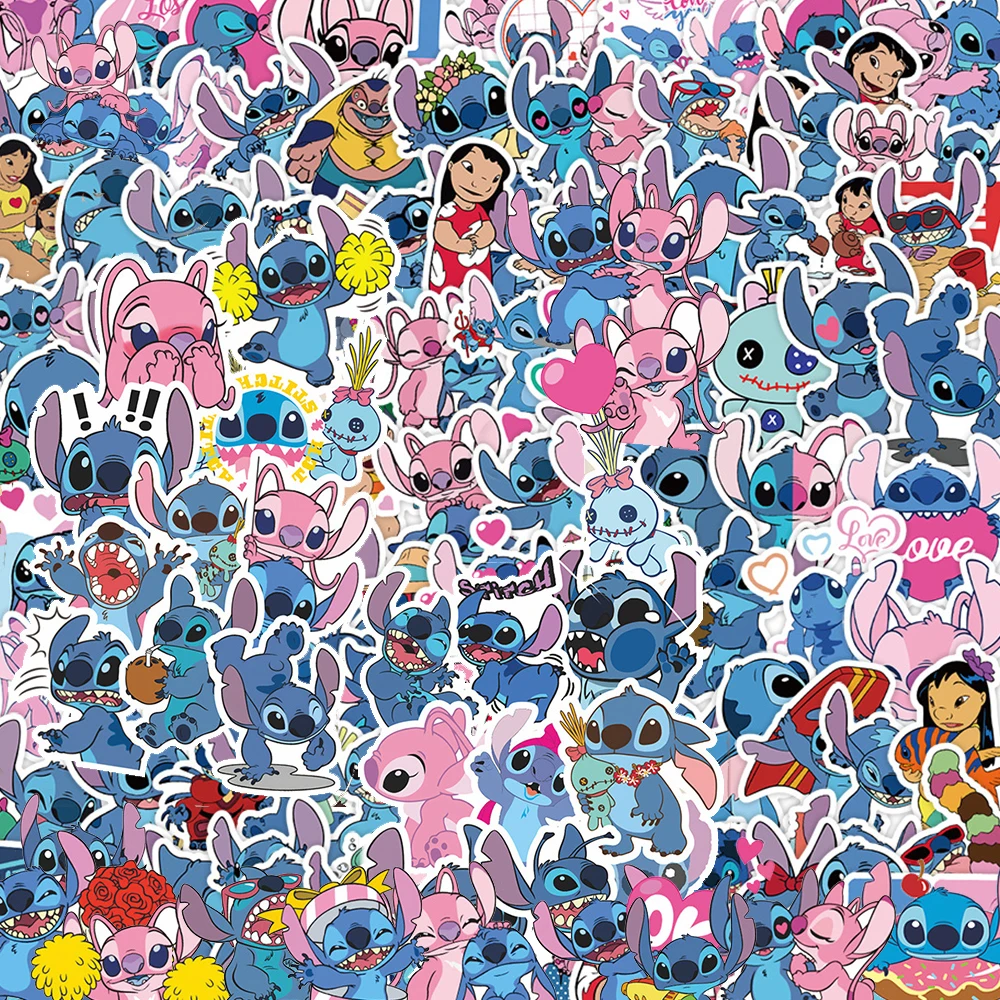 

100/200pcs Disney Cute Stitch Anime Stickers Cartoon Graffiti Decals DIY Phone Stationery Laptop Kawaii Sticker Fun for Kid Toy