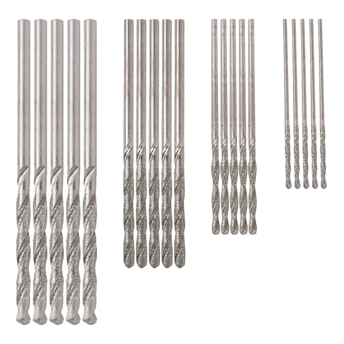 Jun.A- Drill Bit Set 20 Pieces 4 Sizes 1mm 1.5mm 2mm 2.5mm Twist Tip Jewelry Beach Sea Glass Shells Gemstones Lapidary