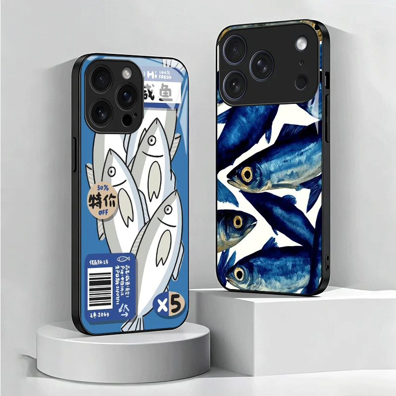 Discounted Salted Fish Tempered Glass Phone Case for Samsung Galaxy A17 A16 A15 A14 A13 A57 A56 A55 A54 A53 A37 A36 A35 A34 A33