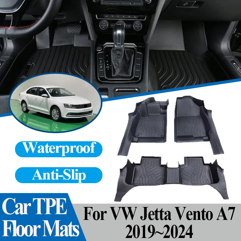 

TPE Car Floor Mats For Volkswagen For VW Jetta Vento A7 2019~2024 Waterproof Anti-Slip Carpet Footpad Cover Carpet Pad Foot Pad