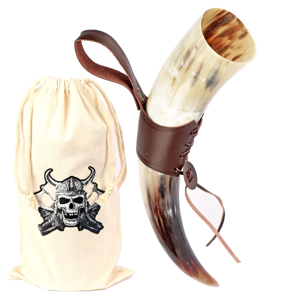 كوب بوق الثور الطبيعي فايكنغ شرب البيرة Tankard أصيلة اليدوية كوب البيرة فايكنغ القرن القدح #1