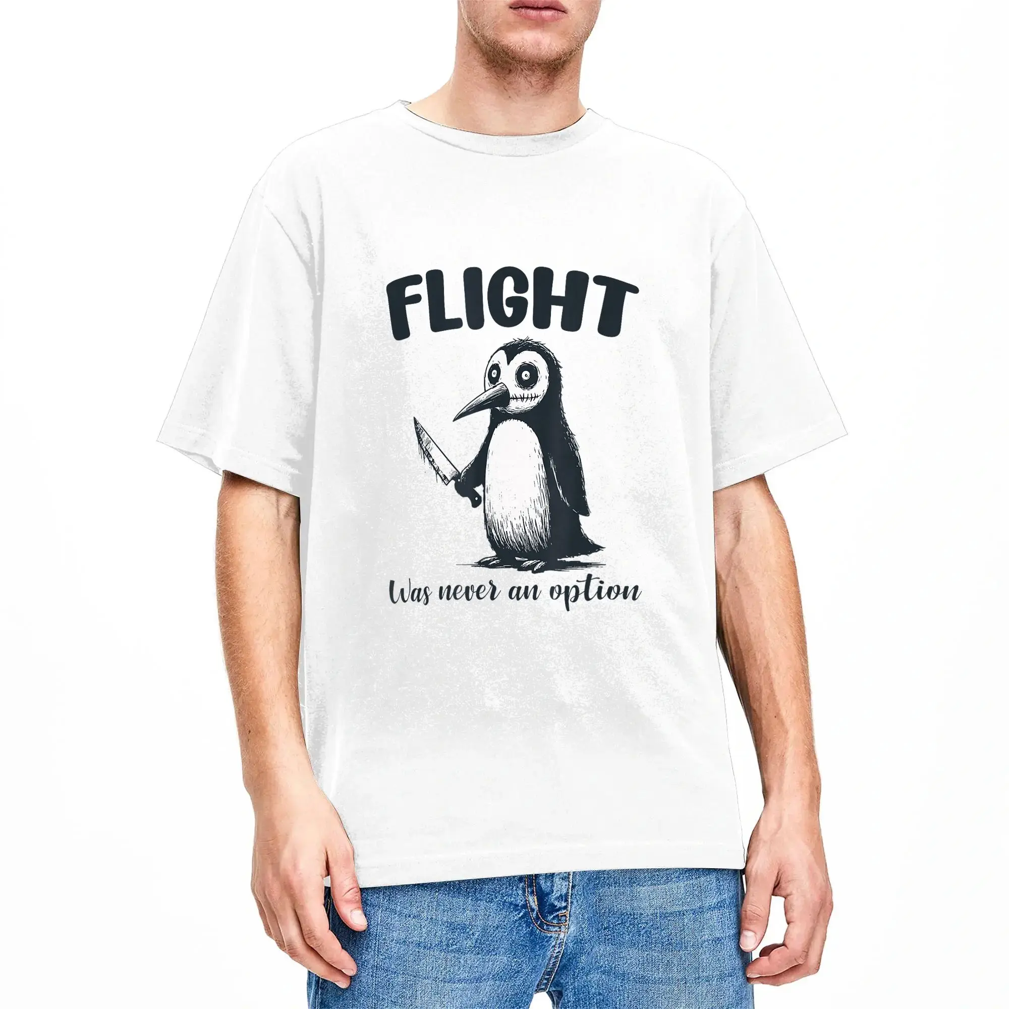Vintage T-Shirt Flight Was Never A Viable Option Humor and Joke 100% Cotton T-Shirts  Popular Tee Shirt Short Sleeve Tees,
