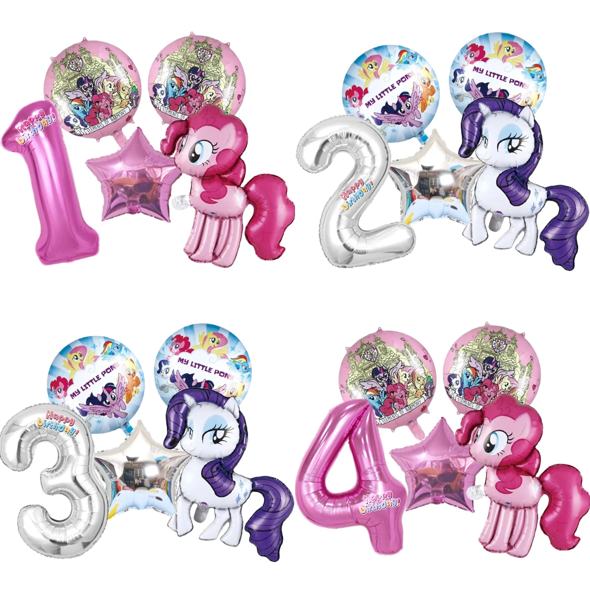 5 Globos de My Little Pony, Globos de Unicornio de Colores, Regalo para Niñas, Decoración para Fiestas de Cumpleaños Infantiles, Baby Shower, Juguete