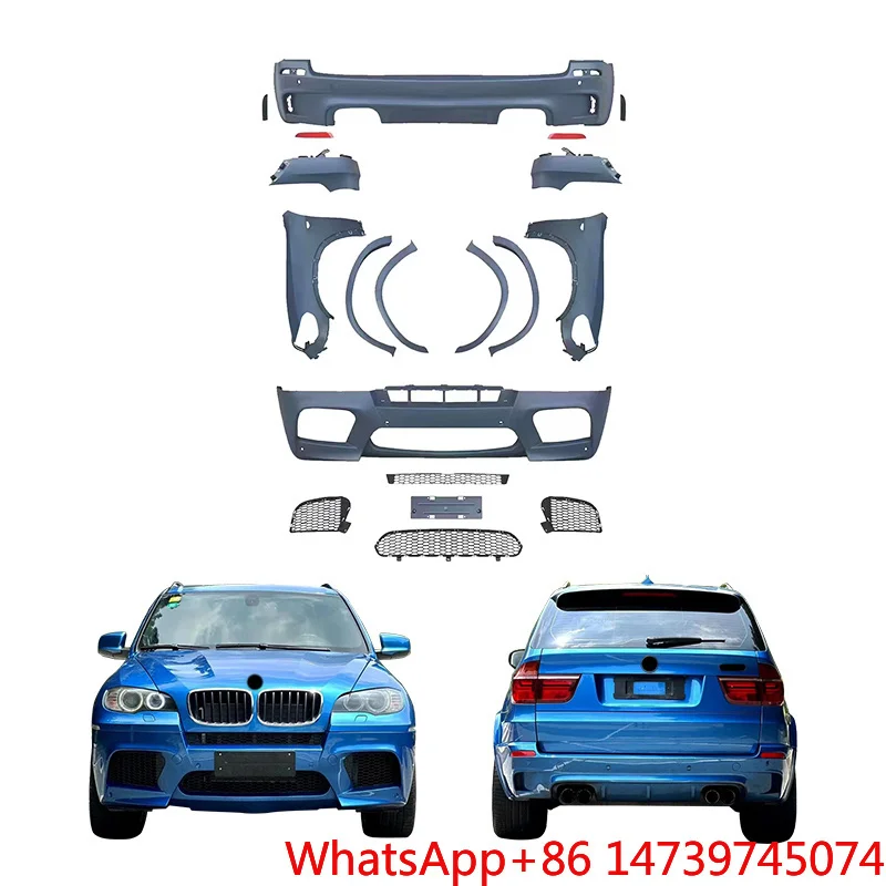 2007-2013 X5 E70 Facelift Body Kit Bolt-On Front Rear Bumper With Fog Light Cut-Out Retrofit Upgrade PartsCar Parts Body Kit