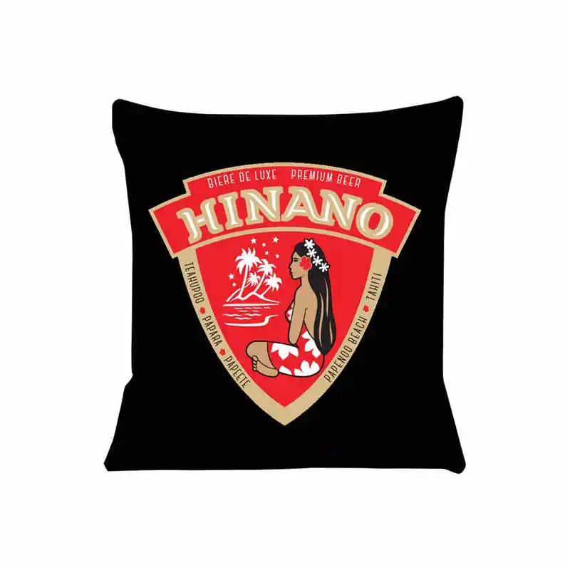 Hinano Tahiti Beer Cushion Cover for Sofa Pillow Case Cover Seat Car Throw Pillowcase 45X45cm For Home Decorative SJ-668