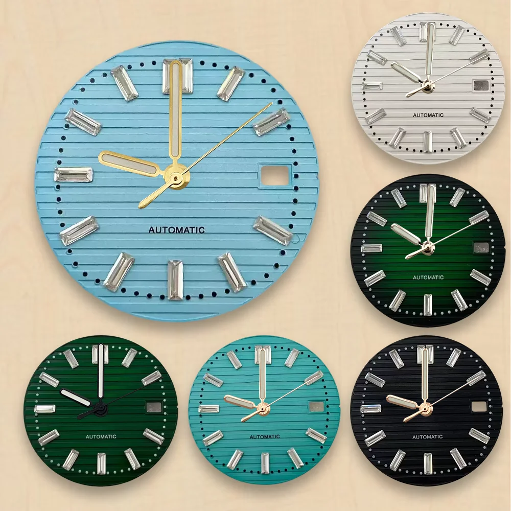 Watch modification tools Diamond dial 30.5mm S Dial Fit NH38 Japanese Movement Green Luminous Stripe Dial Watch Accessories