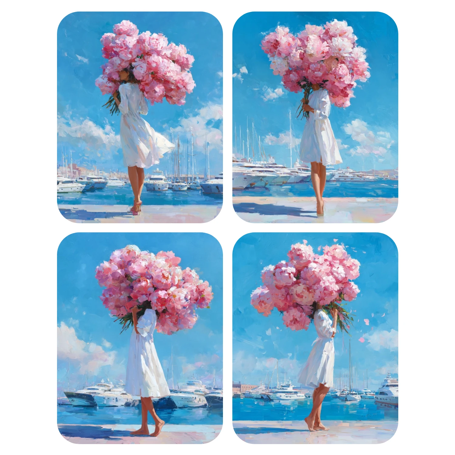 

Ручная краска для женщины с большими цветами на пирсе, набор для рисования по номерам, сделай сам, акриловая работа, холст, художественный подарок для дома