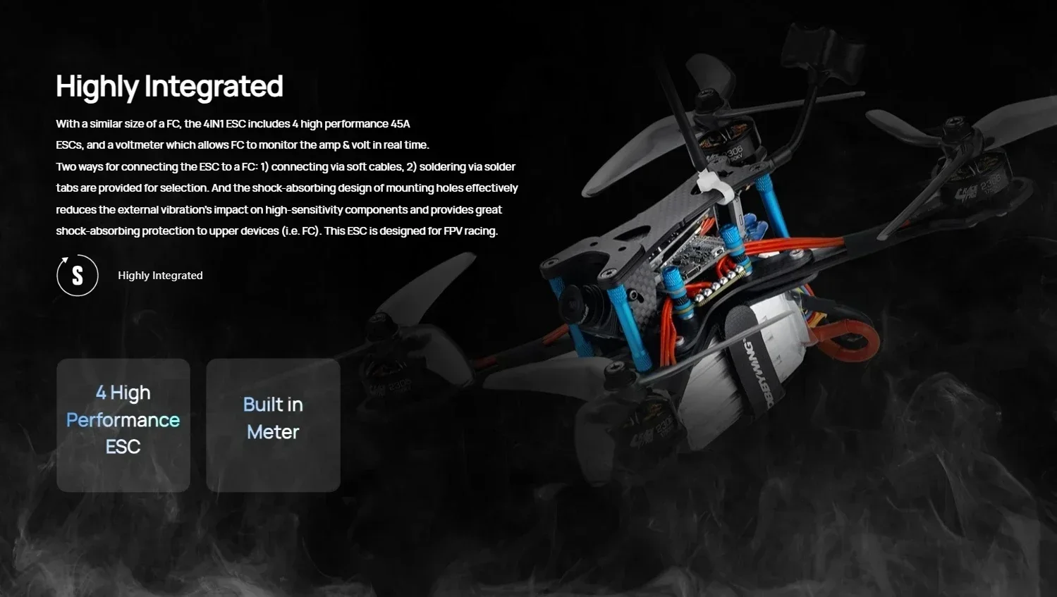 Hobbywing XRotor FPV 4in1 45A&65A ESC 3-6S&F7 Flugsteuerung (32-Bit-ARM-Chip) für RC FPV Racing Drohne 32-Bit-ARM-Chip – Detail 12