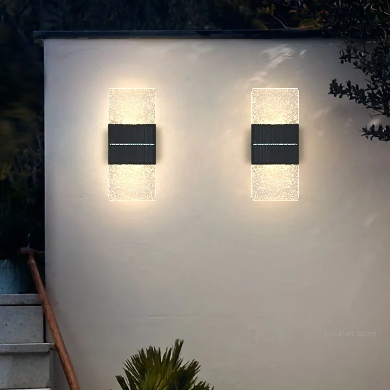 Solar powered outdoor waterproof villa courtyard light, simple and modern exterior wall light, balcony corridor exposed lamp