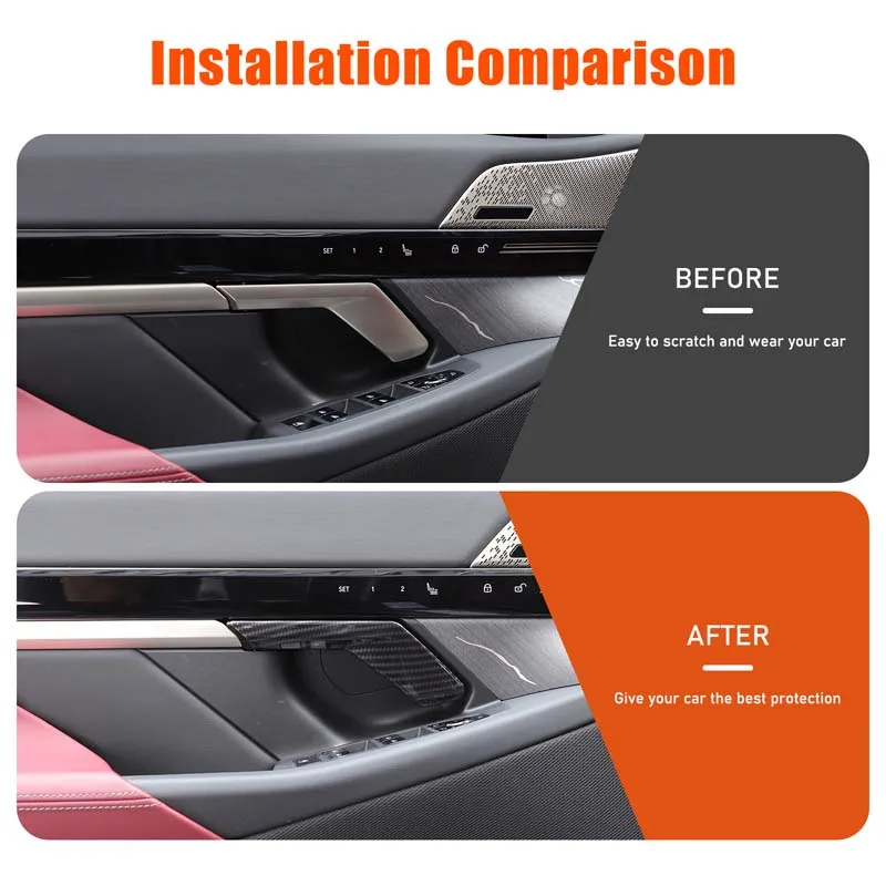 4 قطعة ABS ألياف الكربون لسيارات BMW 5 Series G60 2024-2025 + غطاء مقبض الباب الداخلي للسيارة لاصقة تزيين حماية الملحقات
