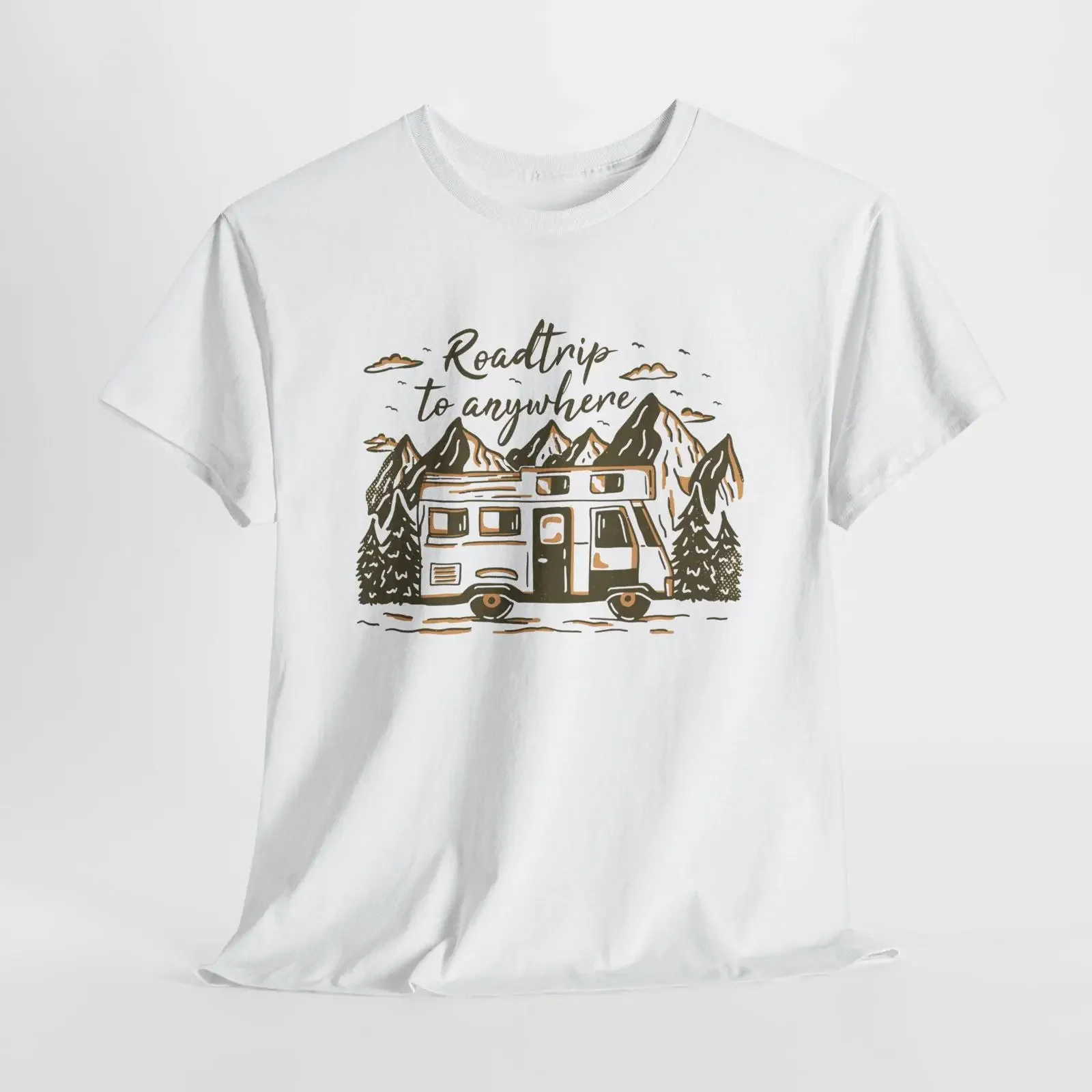 Roadtrip to Anywhere Camping and Travel T Shirt Vanlife Adventure Outdoor WanderlusT vintage Washed fashion Stretched