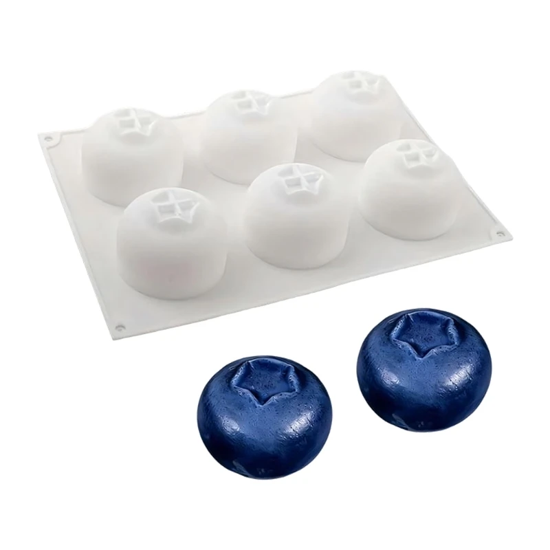 6 Cavity Blueberry Silicone Cake Molds For Baking Dessert Mousse Jellies Puddings And Chocolate Easy Releases 0XXB