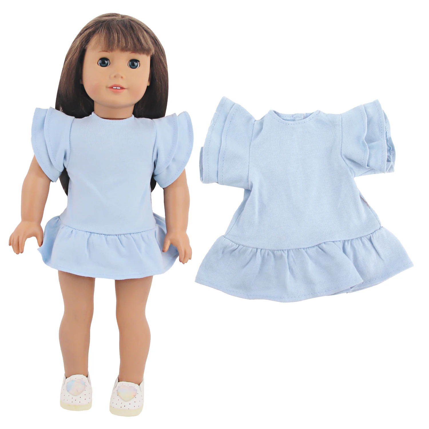 Light blue Dress For 18-inch American & OG Girl Dolls Fashion Simplicity Skirt For 43cm Baby Newborn ,DIY Girl Dolls
