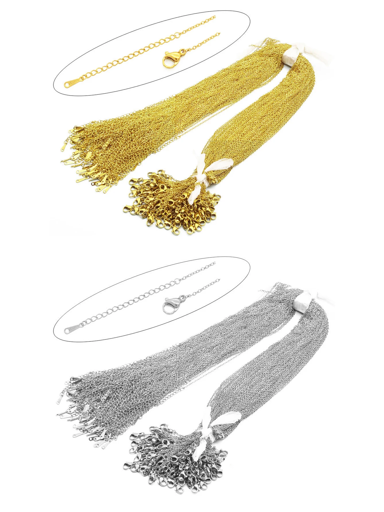 10/100pcs fashion versatile 18k gold plated stainless steel DIY handmade o-shaped chain with chain