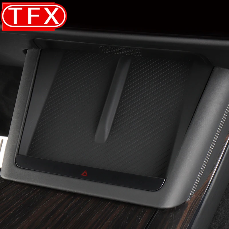 Para tesla modelo x modelo s 2023 controle central do carro de carregamento sem fio almofada silicone armazenamento central tapete à prova poeira acessórios