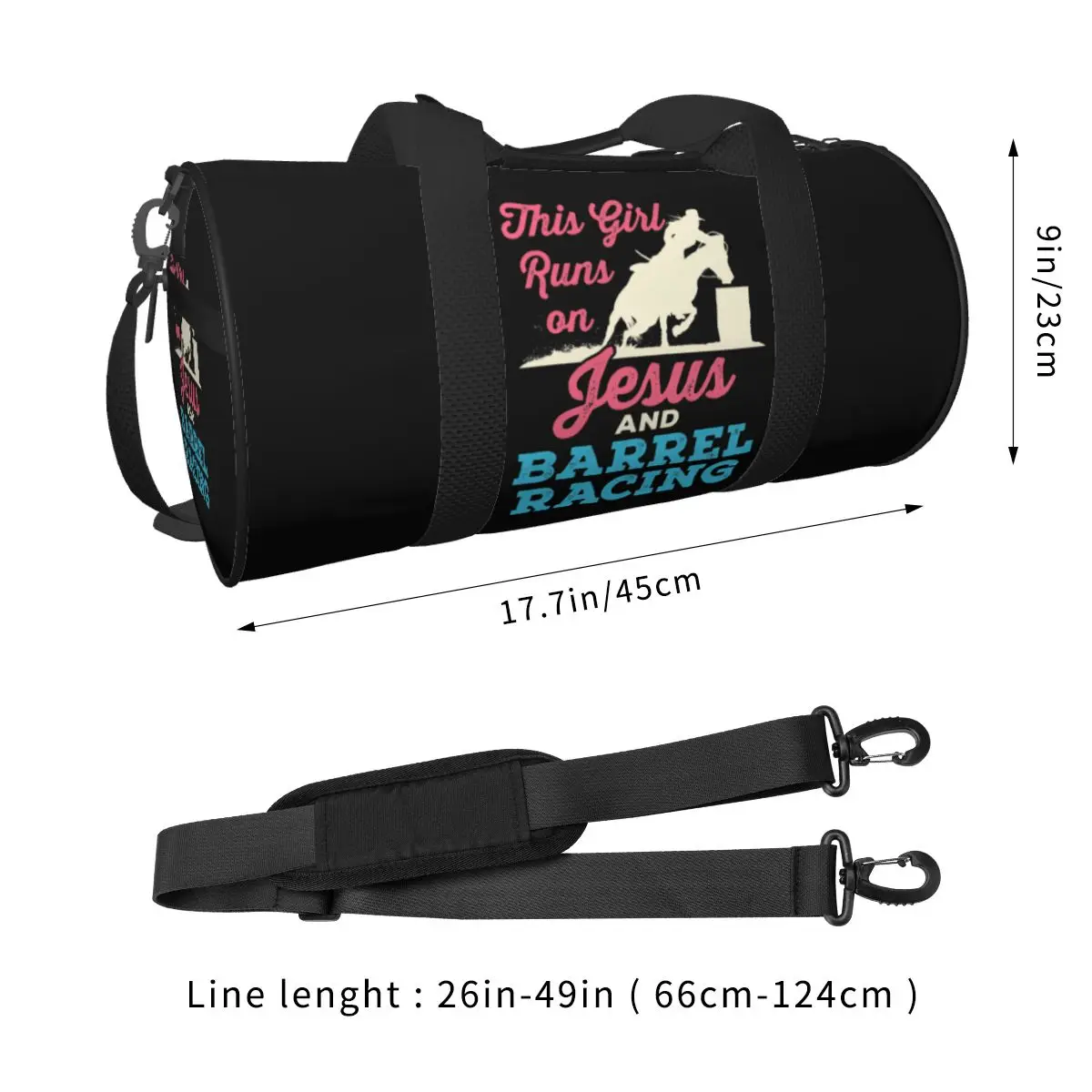 This Girl Runs On Jesus Barrel Racing Gym Bag Fun Training Sports Bags Men Large Capacity Cute Fitness Bag Waterproof Handbags