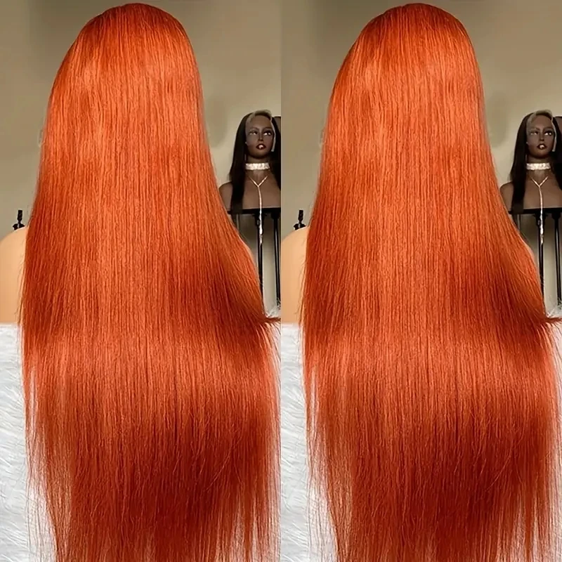 250% 28 30 بوصة الزنجبيل البرتقالي شعر طبيعي مفرود باروكة 13x6 HD الدانتيل أمامي ملون الجبهة خصلات الشعر المستعار الإنسان preplucked للنساء