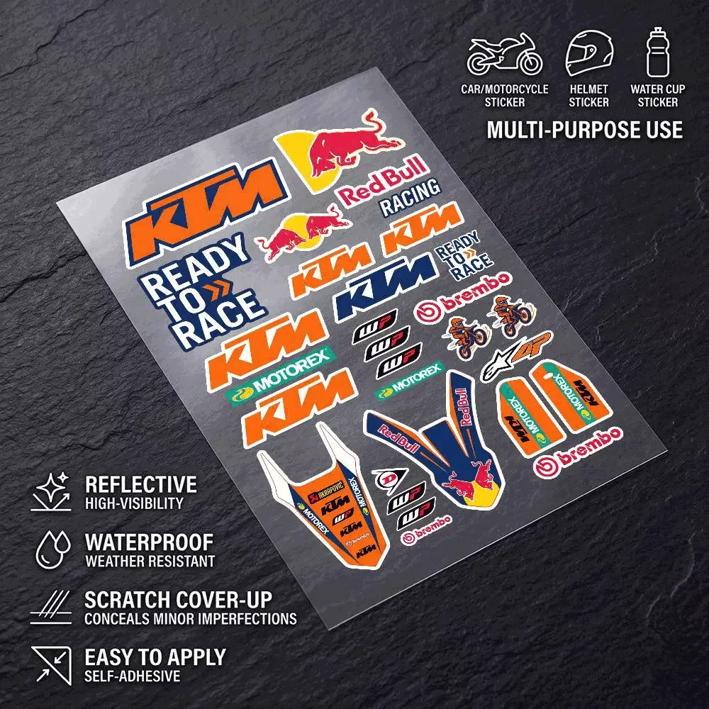 for KTM Waterproof Reflective Scratch Cover Sticker Universal Decor Decal For Car Motorcycle Helmet Refrigerator