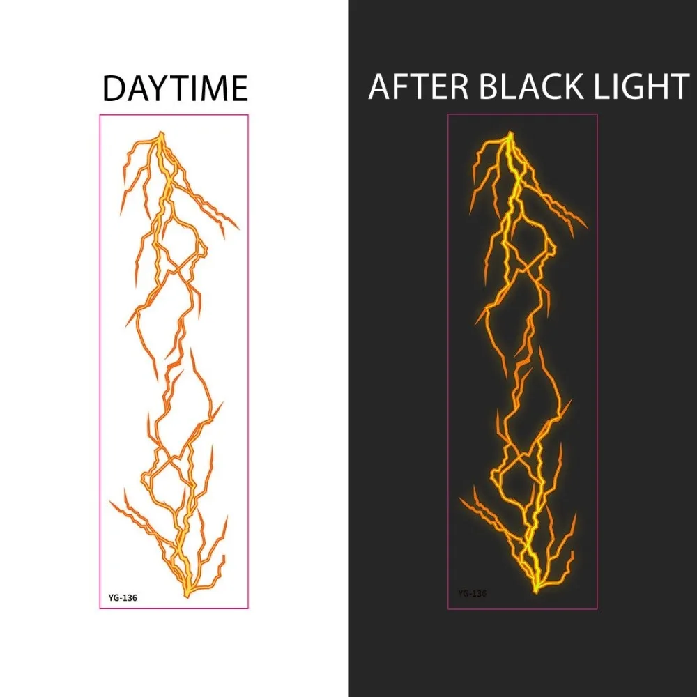 Water Transfer Decals Fluorescence Tattoo Stickers Black Light Instant Butterfly Temporary Tattoo Fake Waterproof