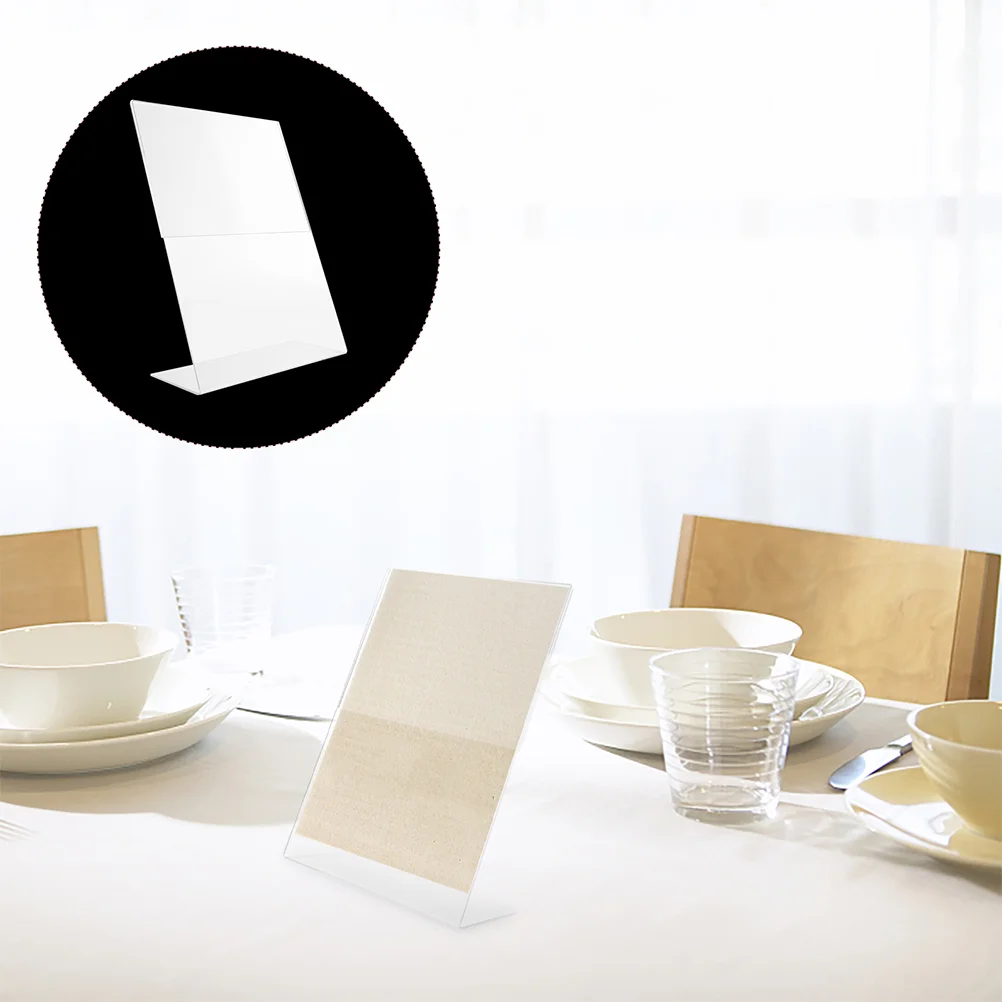 

2 Pcs Transparent Table Cards Easel Stand for Sign Menu Holder Slant Acrylic LED Poster Label Holders Display Stands