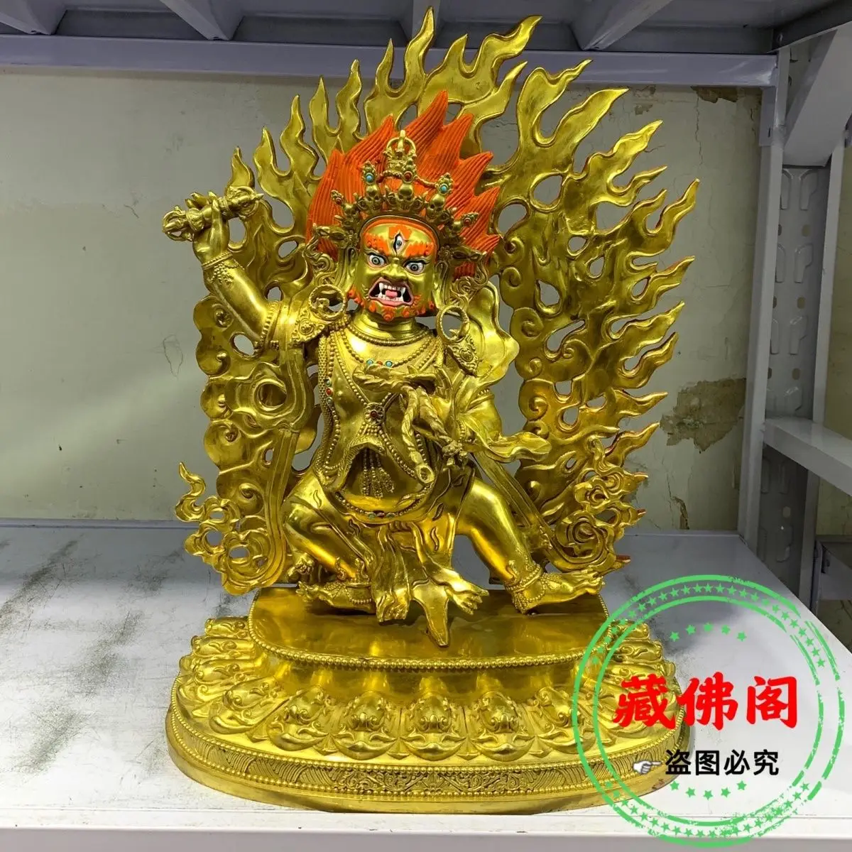 

15 inch Diamond Hand Pure Copper Precision Craftsmanship Tibetan Protector Buddha Statue One Foot Five Home Decoration Buddha Ha