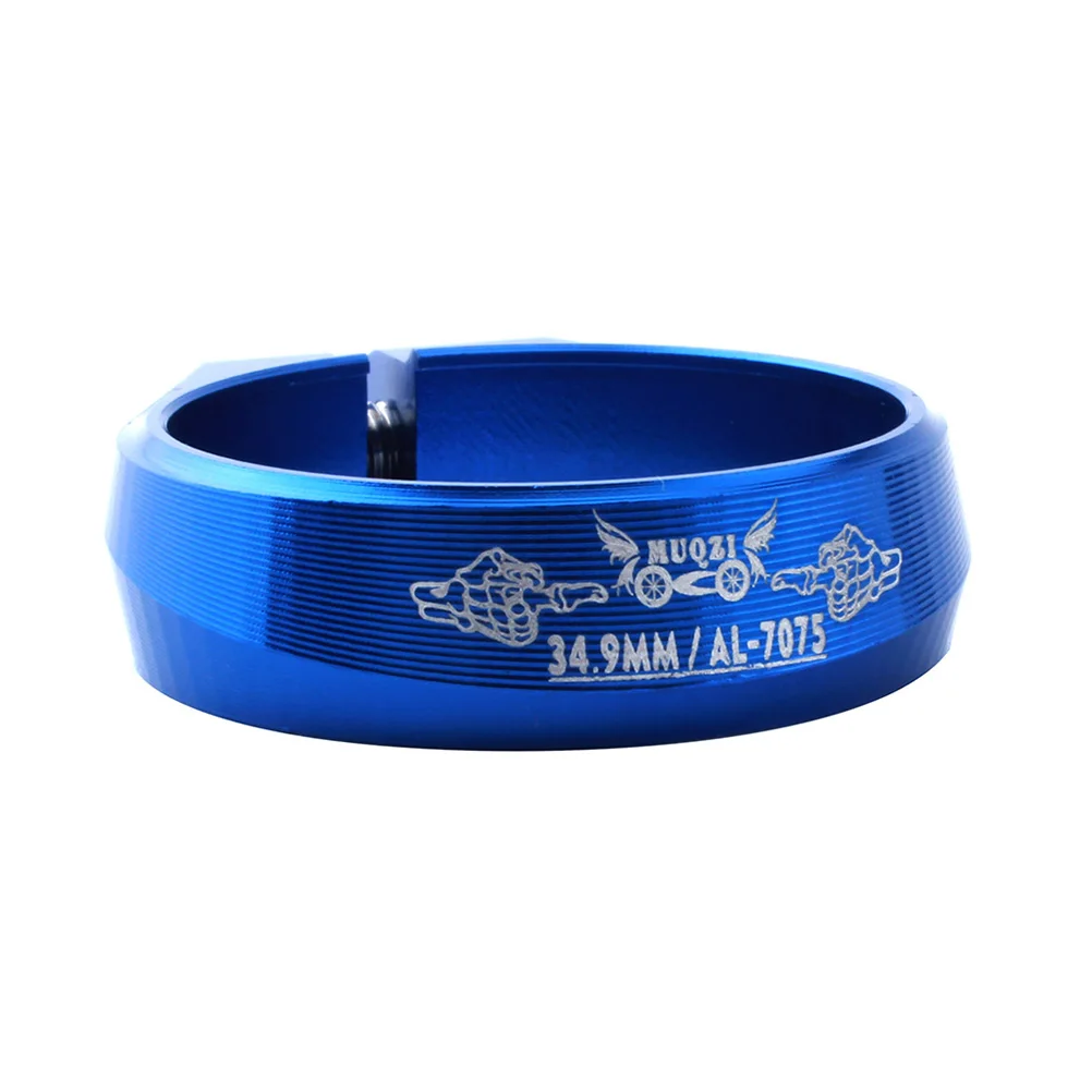 

34.9MM Aluminum Alloy Screw Locking Seat Clamp Rod Clamp for Fixed Flywheel Mountain Bike Road Bike (Blue)