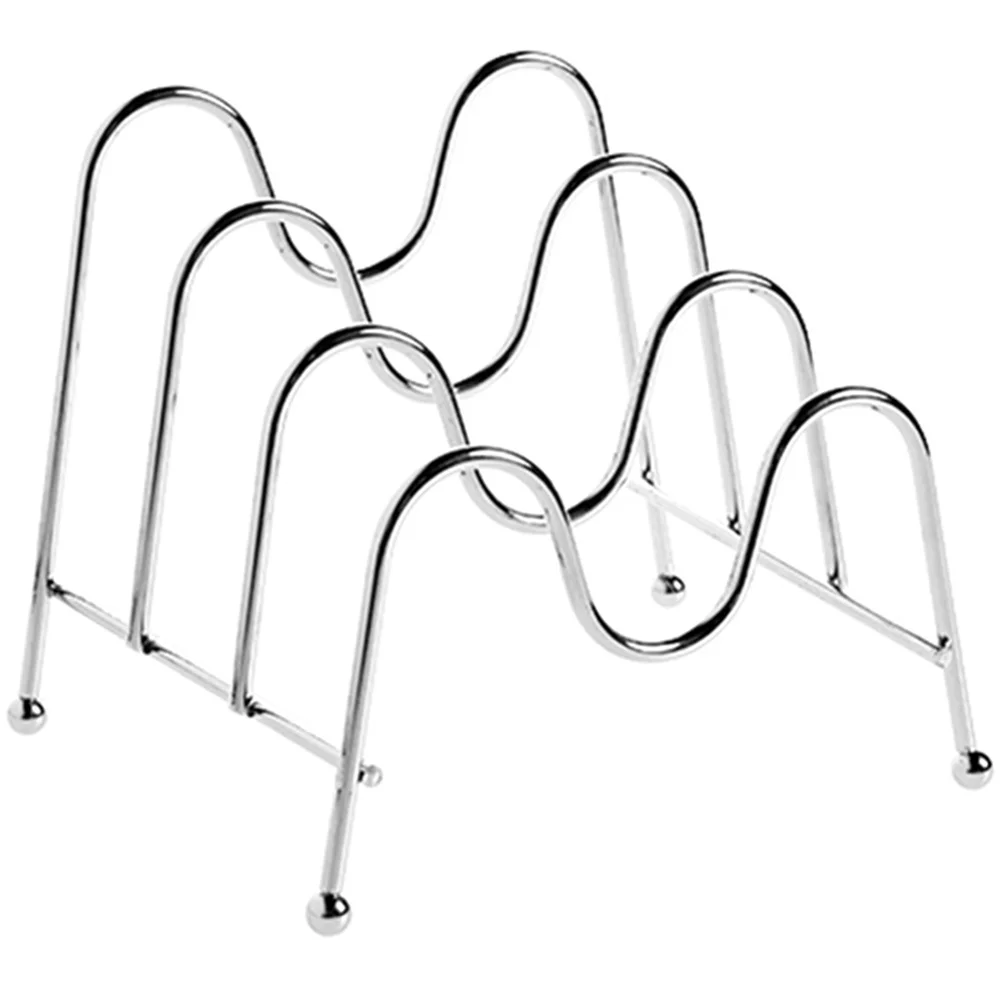 

Silver Pot Lid Holder Drying Rack for Kitchen Organizing Pan Cover Stand Spoon Rest Drain Cookware Utensil Storage