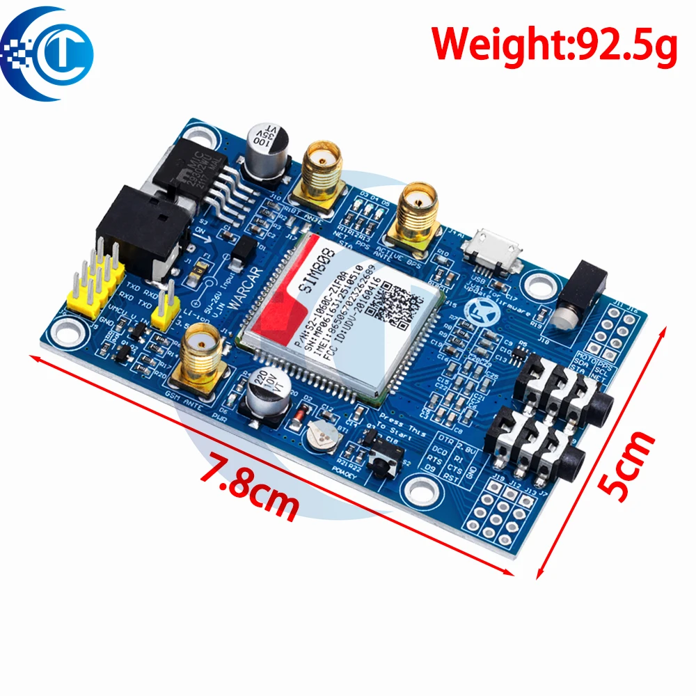 บอร์ดพัฒนา GSM GPRS GPS รุ่น SIM808 แทน SIM908 พร้อมเสาอากาศ GPS แบบ IPX SMA สำหรับ Raspberry Pi และ Arduino