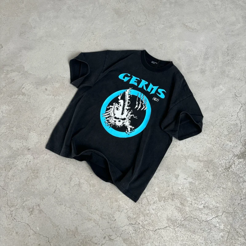 

Футболка свободного кроя с принтом черепа в стиле панк, с круглым вырезом, коротким рукавом, из хлопка, повседневная уличная одежда для подростков, летняя мода, молодежный тренд