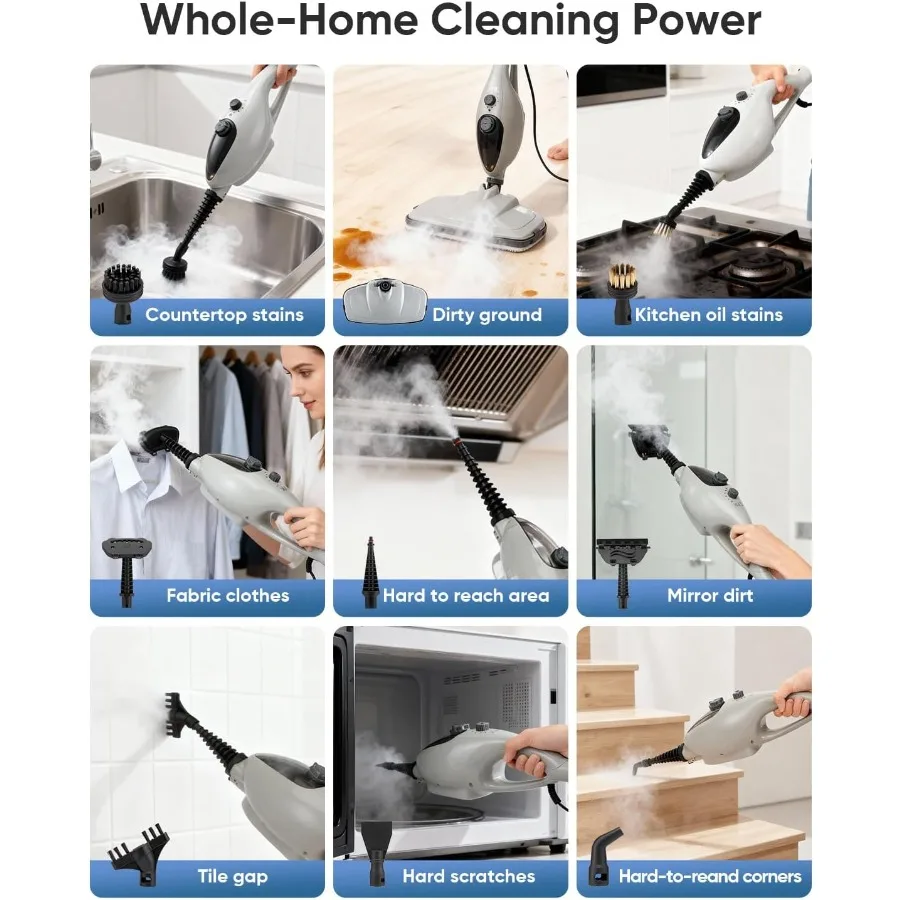 12 in 1 Handheld Steam Cleaner for Home Use with Advanced Steam Technology Ideal for Hardwood Floors Tile and Various Surfaces